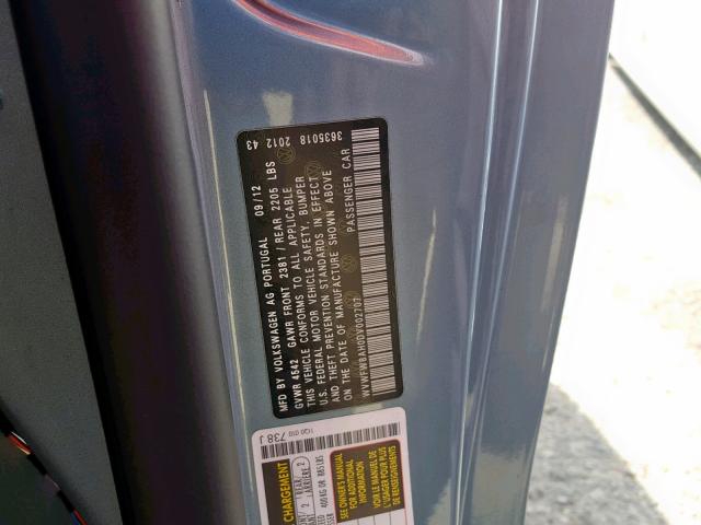 WVWFW8AH0DV002707 - 2013 VOLKSWAGEN EOS LUX 蓝色 照片 10