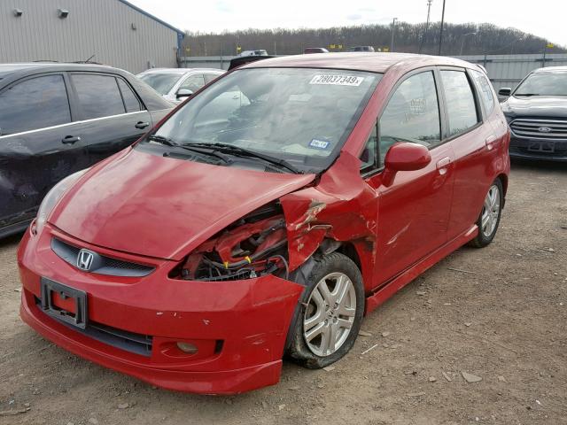 JHMGD37668S070230 - 2008 HONDA FIT SPORT RED photo 2