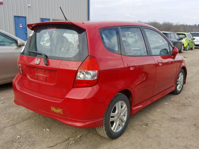 JHMGD37668S070230 - 2008 HONDA FIT SPORT RED photo 4