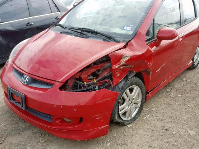 JHMGD37668S070230 - 2008 HONDA FIT SPORT RED photo 9