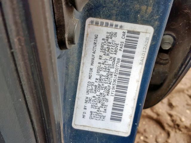 1Y1SK5361RZ007768 - 1994 GEO PRIZM BASE ლურჯი ფოტო 10