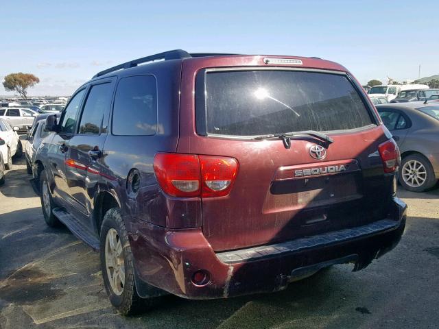 5TDBT64A99S000689 - 2009 TOYOTA SEQUOIA SR MAROON photo 3