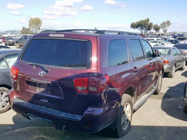 5TDBT64A99S000689 - 2009 TOYOTA SEQUOIA SR MAROON photo 4