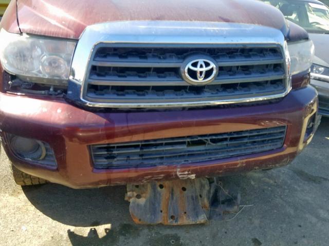 5TDBT64A99S000689 - 2009 TOYOTA SEQUOIA SR MAROON photo 9