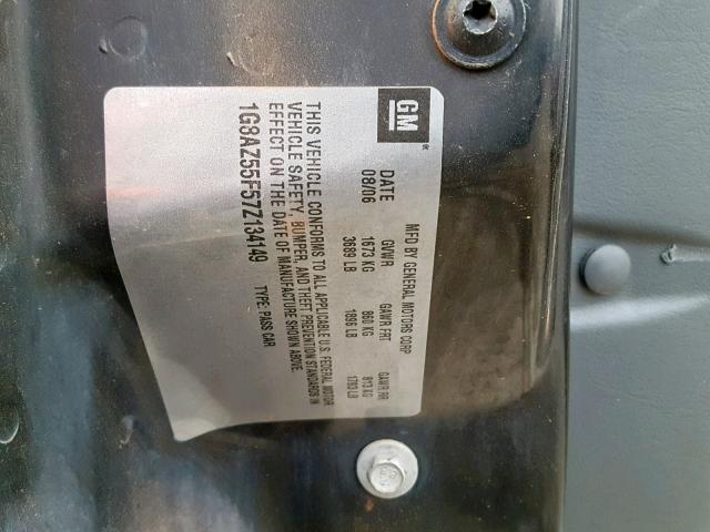 1G8AZ55F57Z134149 - 2007 SATURN ION LEVEL GRAY photo 10