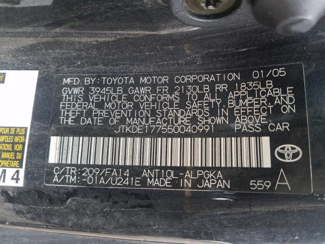 JTKDE177550040991 - 2005 TOYOTA SCION TC  ფოტო 10