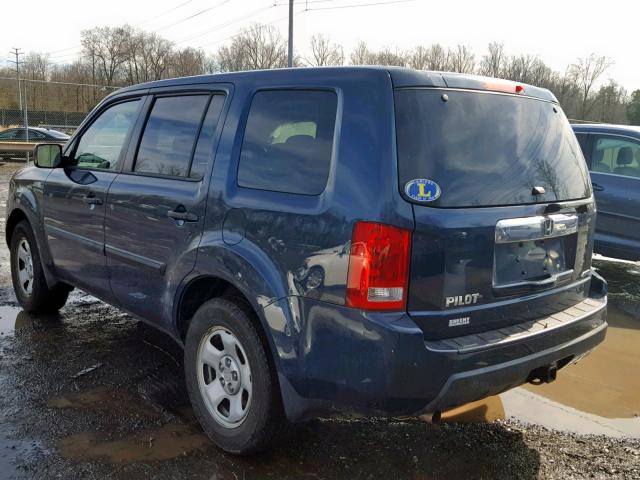 5FNYF4H21BB022463 - 2011 HONDA PILOT LX BLUE photo 3