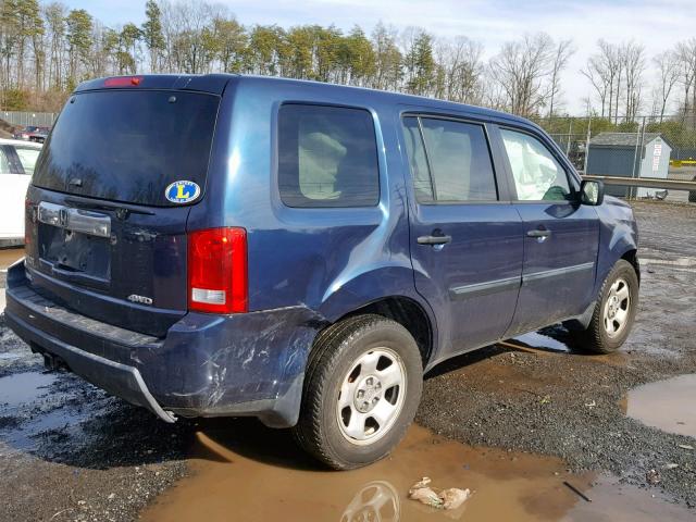 5FNYF4H21BB022463 - 2011 HONDA PILOT LX BLUE photo 4