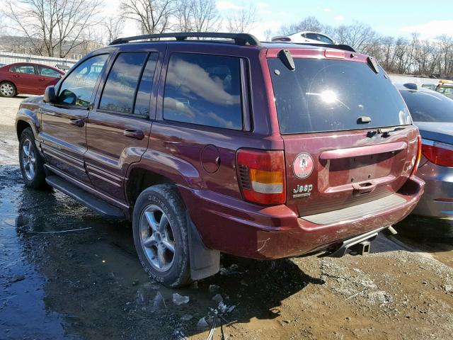 1J4GW58N02C184409 - 2002 JEEP GRAND CHER BURGUNDY photo 3