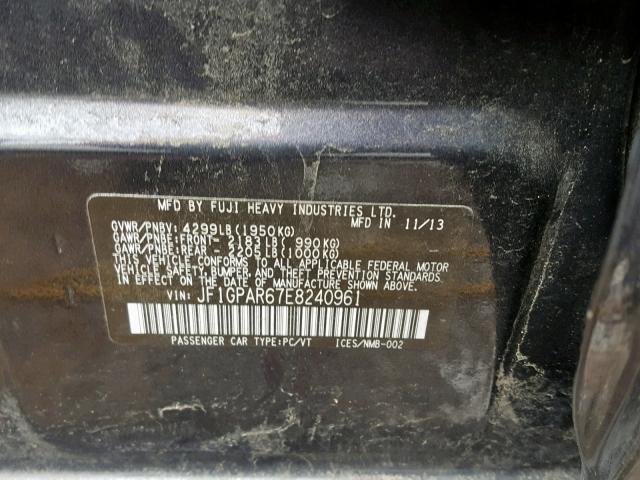 JF1GPAR67E8240961 - 2014 SUBARU IMPREZA SP CHARCOAL photo 10