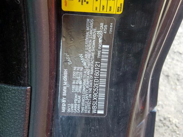 WBSLX9C52ED160121 - 2014 BMW M6 BLACK photo 10