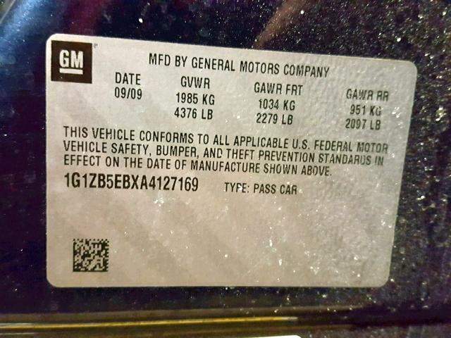 1G1ZB5EBXA4127169 - 2010 CHEVROLET MALIBU LS BLUE photo 10