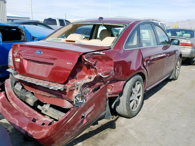 1FAHP24W08G109432 - 2008 FORD TAURUS SEL RED photo 4