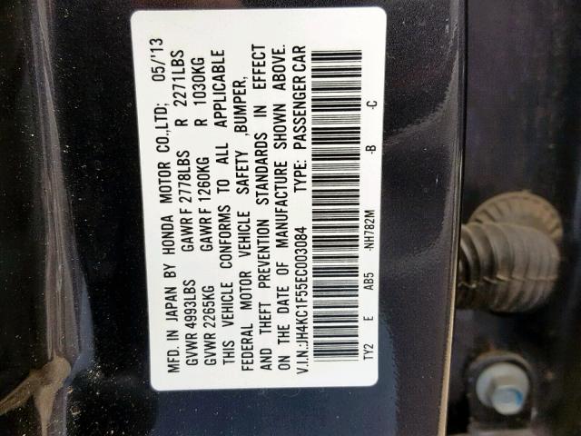 JH4KC1F55EC003084 - 2014 ACURA RLX TECH CHARCOAL photo 10