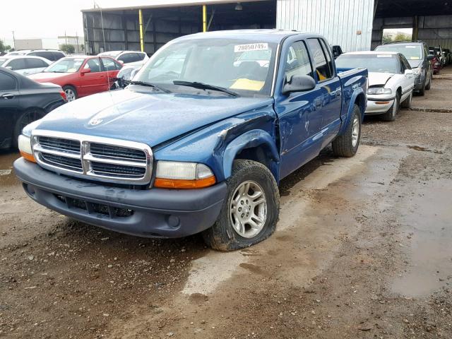 1D7HL38K44S733914 - 2004 DODGE DAKOTA QUA BLUE photo 2