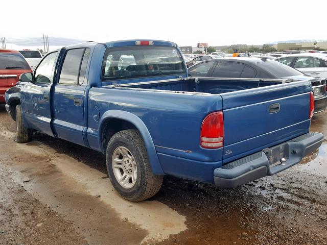 1D7HL38K44S733914 - 2004 DODGE DAKOTA QUA BLUE photo 3