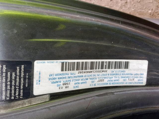 3VWCD31C14M404162 - 2004 VOLKSWAGEN NEW BEETLE ნაცრისფერი ფოტო 10