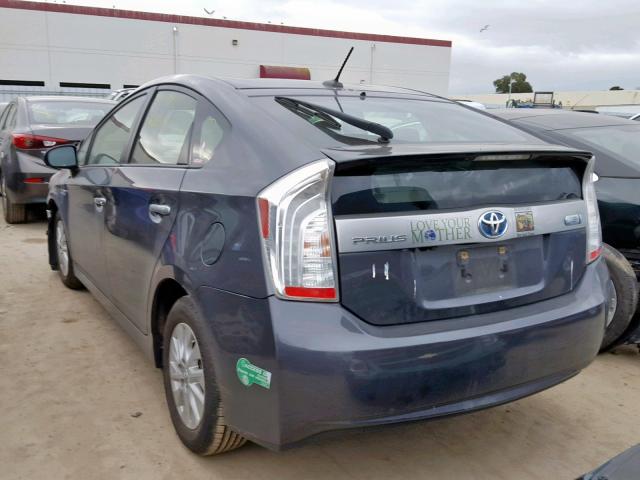 JTDKN3DP8D3033576 - 2013 TOYOTA PRIUS PLUG GRAY photo 3