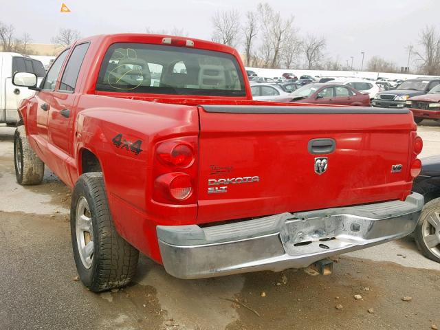 1D7HW48N25S236191 - 2005 DODGE DAKOTA QUA RED photo 3