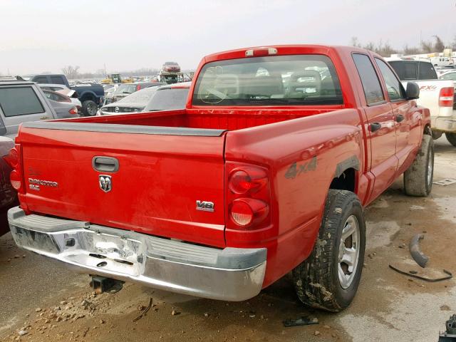 1D7HW48N25S236191 - 2005 DODGE DAKOTA QUA RED photo 4