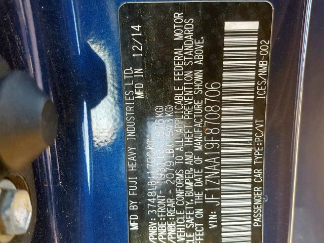 JF1ZNAA19F8708706 - 2015 TOYOTA SCION FR-S BLUE photo 10