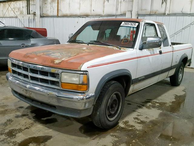 1B7FL23X7PS253269 - 1993 DODGE DAKOTA WHITE photo 2