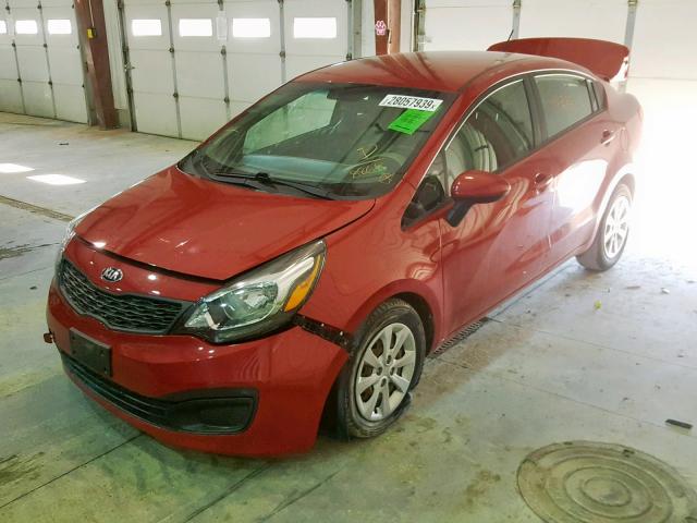 KNADM4A37E6348868 - 2014 KIA RIO LX RED photo 2