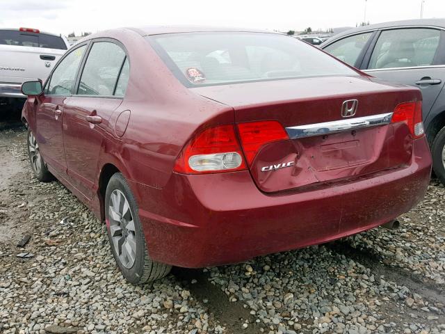 19XFA16979E031835 - 2009 HONDA CIVIC EXL BURGUNDY photo 3