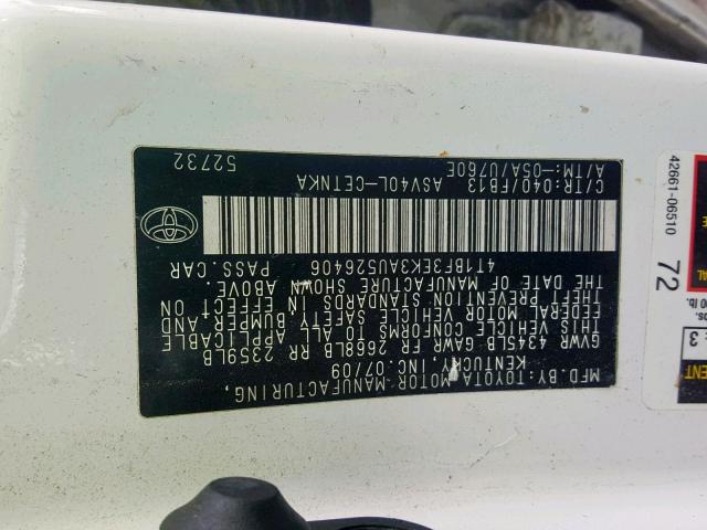 4T1BF3EK3AU526406 - 2010 TOYOTA CAMRY WHITE photo 10