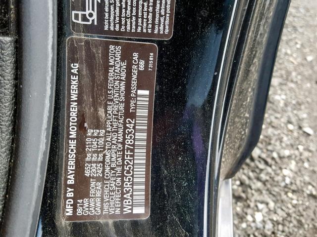 WBA3R5C52FF785342 - 2015 BMW 435 XI BLACK photo 10