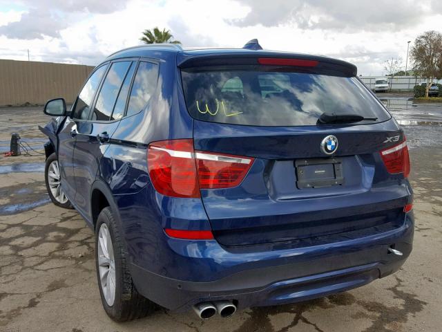 5UXWX9C51G0D89602 - 2016 BMW X3 XDRIVE2 BLUE photo 3