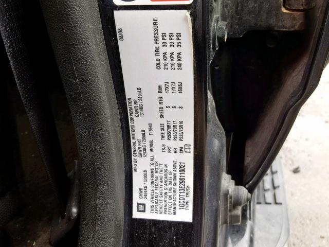 1GCDT13E298110021 - 2009 CHEVROLET COLORADO BLACK photo 10