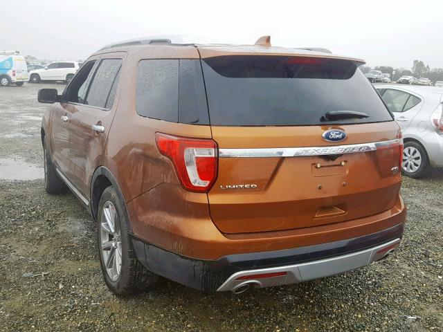 1FM5K8F81HGD91301 - 2017 FORD EXPLORER L BROWN photo 3