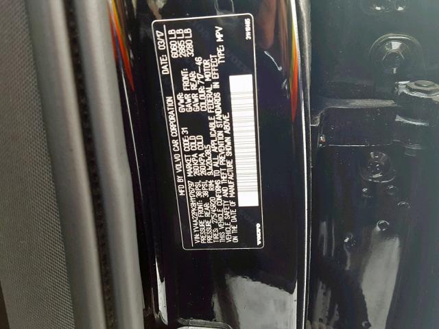 YV4A22PK8H1176797 - 2017 VOLVO XC90 T6 BLACK photo 10