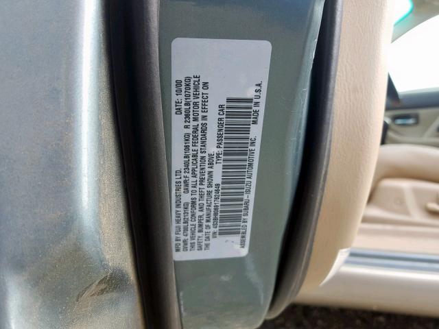 4S3BH806917624649 - 2001 SUBARU LEGACY OUT GREEN photo 10