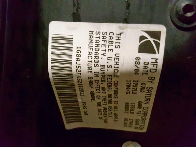 1G8AJ52FX5Z102211 - 2005 SATURN ION LEVEL GRAY photo 10