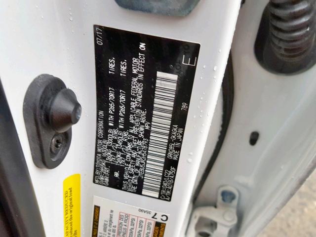 JTEBU5JR2H5478793 - 2017 TOYOTA 4RUNNER SR 白色 照片 10