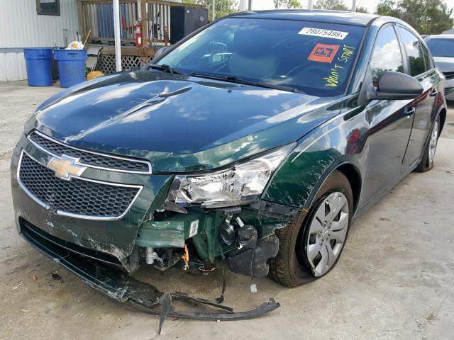 1G1PA5SH7E7319303 - 2014 CHEVROLET CRUZE LS GREEN photo 2