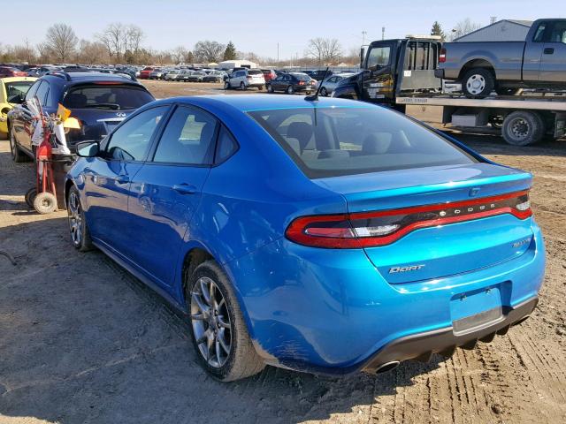 1C3CDFBB9FD200996 - 2015 DODGE DART SXT BLUE photo 3