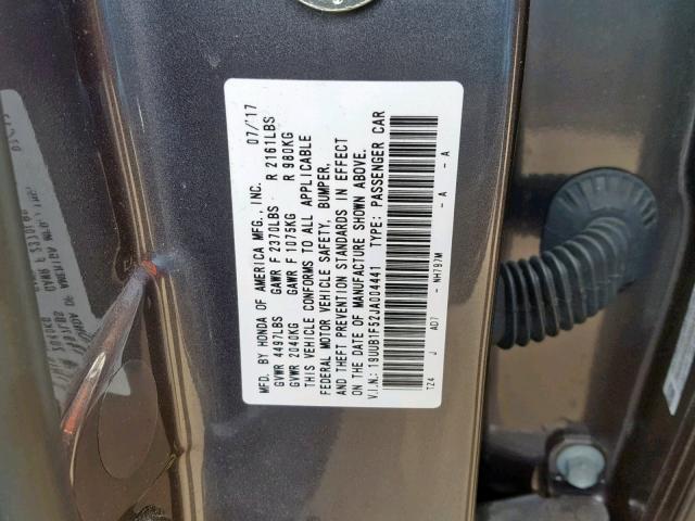 19UUB1F52JA004441 - 2018 ACURA TLX TECH BLACK photo 10