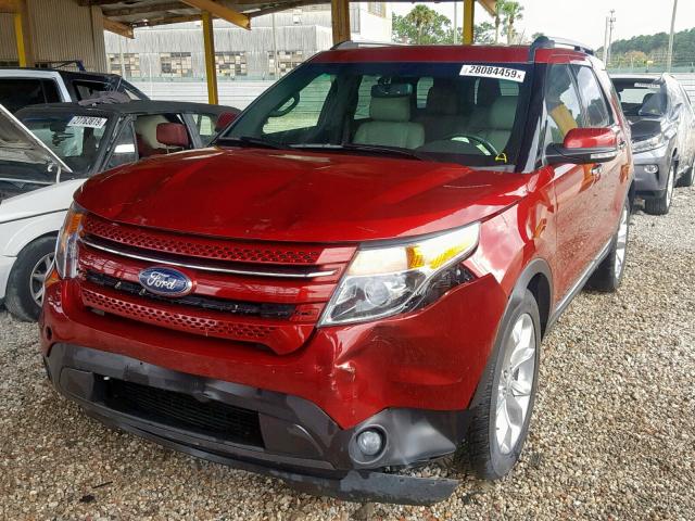 1FM5K7F88DGB32163 - 2013 FORD EXPLORER L RED photo 2