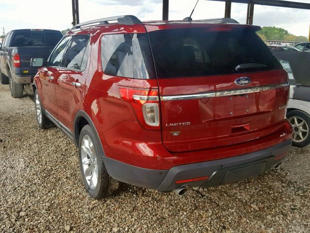 1FM5K7F88DGB32163 - 2013 FORD EXPLORER L RED photo 3