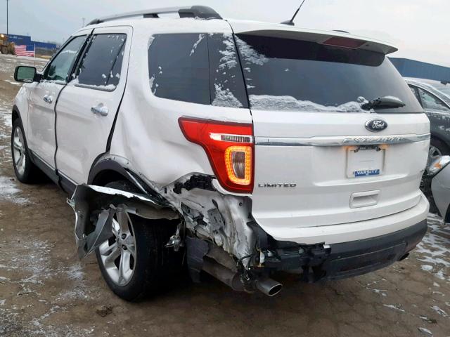 1FMHK8F83BGA68307 - 2011 FORD EXPLORER L WHITE photo 3