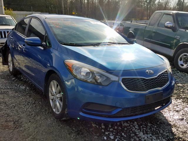 KNAFX4A64E5176928 - 2014 KIA FORTE LX BLUE photo 1