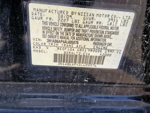 3N1AB6AP4AL605076 - 2010 NISSAN SENTRA 2.0 BLACK photo 10