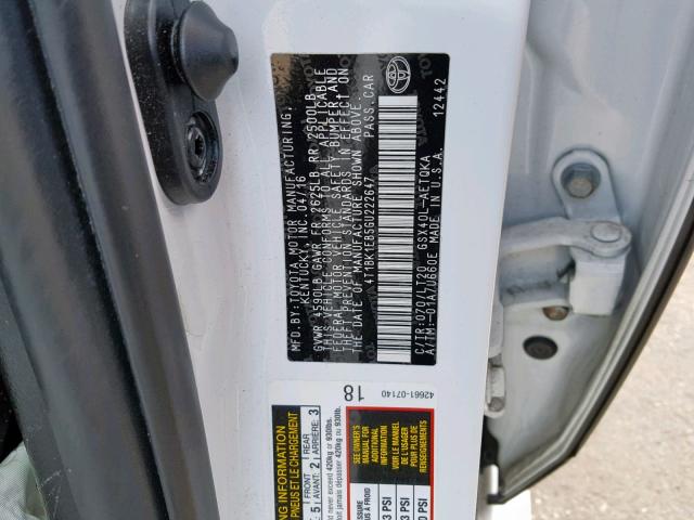 4T1BK1EB5GU222647 - 2016 TOYOTA AVALON XLE WHITE photo 10