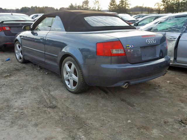 WAUAT48H64K012593 - 2004 AUDI A4 3.0 CAB GRAY photo 3