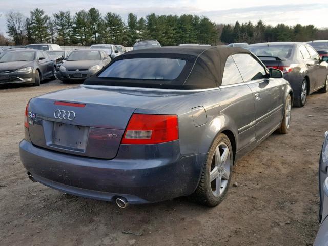 WAUAT48H64K012593 - 2004 AUDI A4 3.0 CAB GRAY photo 4