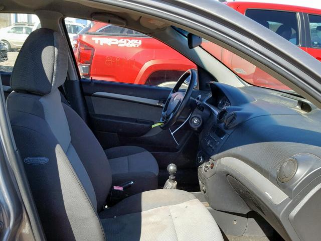 KL1TD66E59B637952 - 2009 CHEVROLET AVEO LS GRAY photo 5