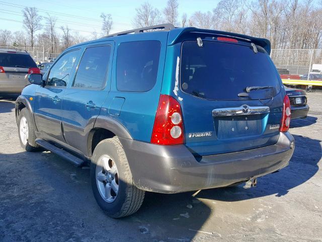 4F2CZ96165KM09543 - 2005 MAZDA TRIBUTE S TURQUOISE photo 3